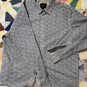 Blue Patterned Button-Up Shirt